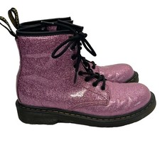 Dr Doc Martens Air Wair PINK Sparkle Glitter Lace Up Boots Youth US 4 - 8 eye