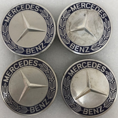 Set of 4 Mercedes 75MM Classic Dark Blue Wheel Center Hub Caps AMG ...