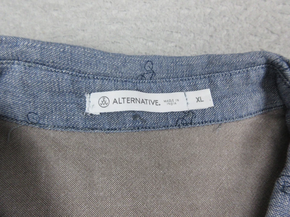 Рубашка мужская Alternative очень большая синяя на пуговицах лагерная повседневная с коротким рукавом - Изображение 4 из 4