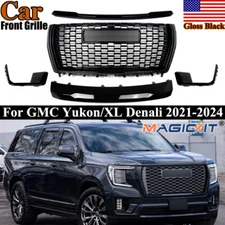 Front Bumper Grille Trim For GMC Yukon/XL Denali Ultimate 2021-2024 Gloss Black