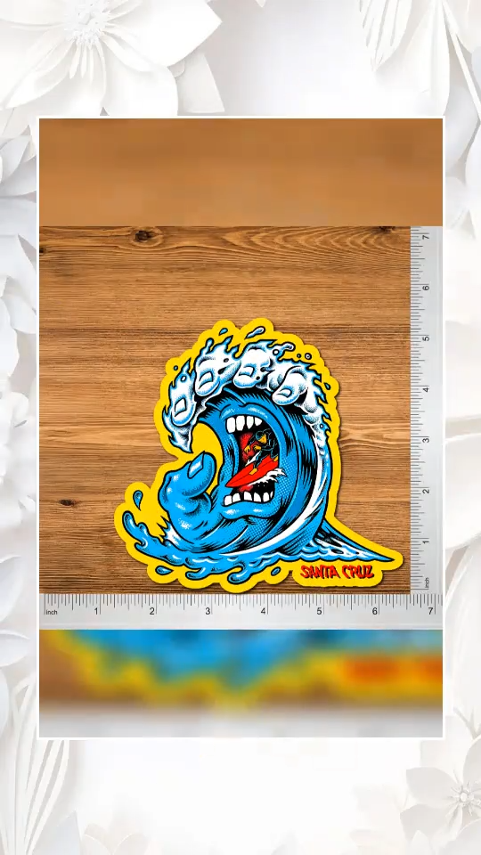 Santa Cruz Style Screaming Wave Surf Skate Sticker Decal 2-Pack