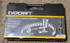 Evercraft 30pc 1/4" & 3/8” Dr. SAE Metric Socket Set 774-0103 Mechanic Tool New
