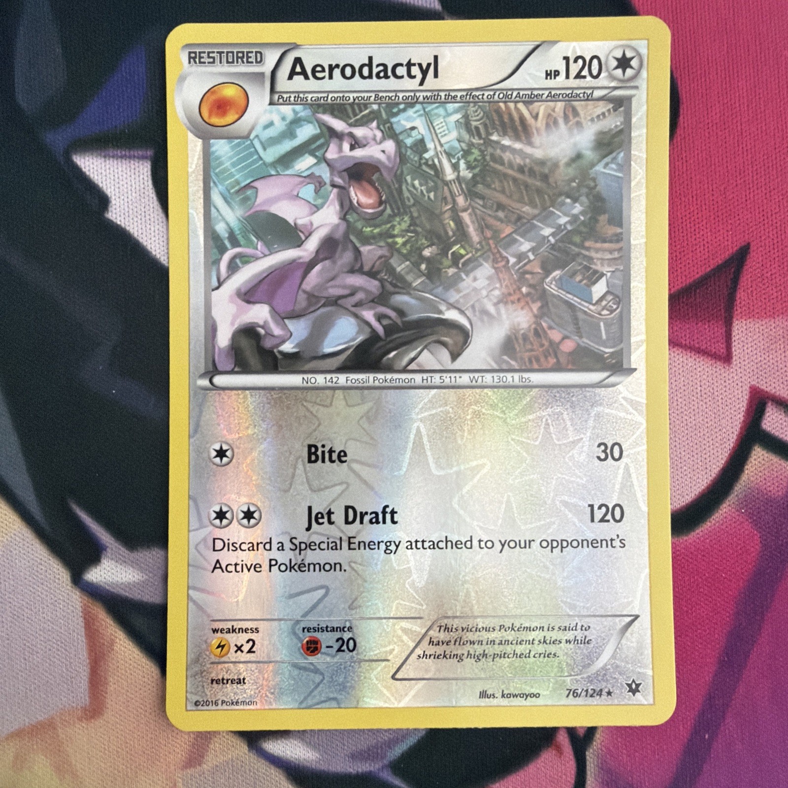 Aerodactyl 76/124 Reverse Holo Rare Fates Collide Pokemon 2016