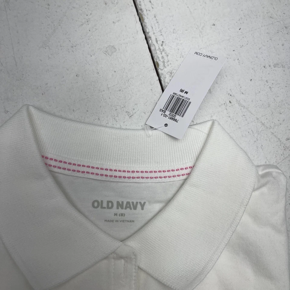 Old Navy Shirt Girls Medium 8 White Long Sleeve Polo Lot 2 Uniform Peter Pan - Image 3 of 4