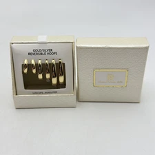 House of Harlow 1960  Reversible  Gold Silver Tone Hoop Trio Earrings New In Box