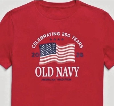 Old  Navy /AUTHENTIC 2026 Flag Graphic T-Shirt - 4th of July 250 Years Red XL