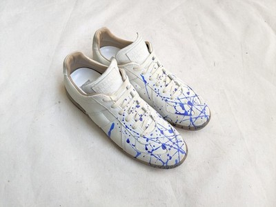 Maison Margiela GAT Sneakers Gray Blue Paint Splatter Men 8 41