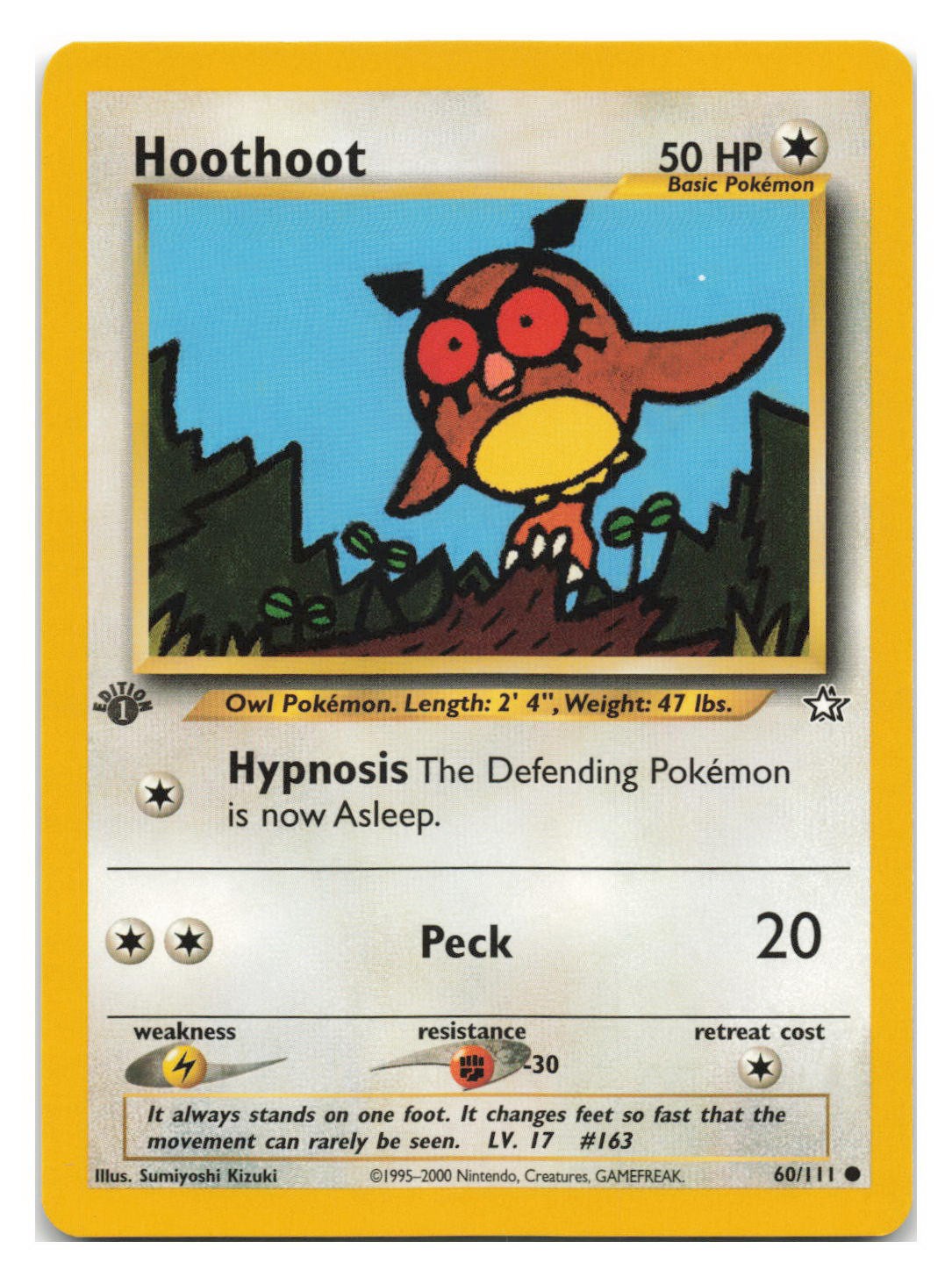 Hoothoot 60/111 Common Neo Genesis Pokemon 1st Edition 2000