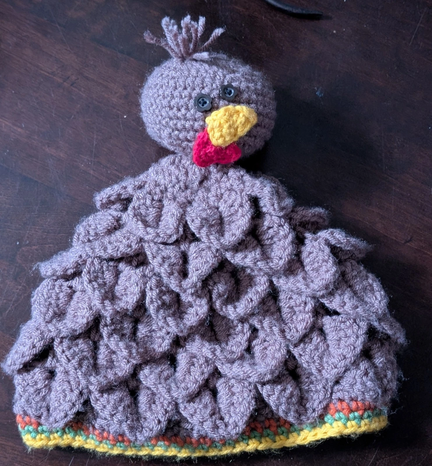 Handmade Crochet Fall Turkey Hat Thanksgiving Holiday Beanie