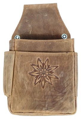 Bayrisches Echt Leder Holster Gürteltasche für Kellner Geldbeutel Edelweiß