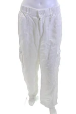 Michael Stars Unisex White Cargo Pants 100% Linen Button Closure Size L