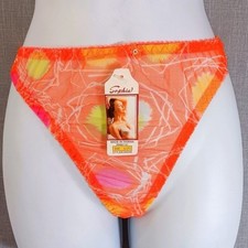 NWT VTG 90s Sophia Orange Sheer Mesh String Bikini Thong Panties 7 L  Sissy