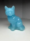 Vintage Fenton Peking Blue Glossy Sitting Cat