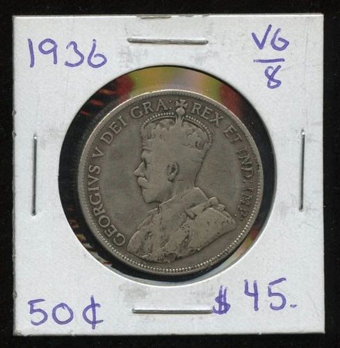 1936 Canada Fifty Cents - Key Date
