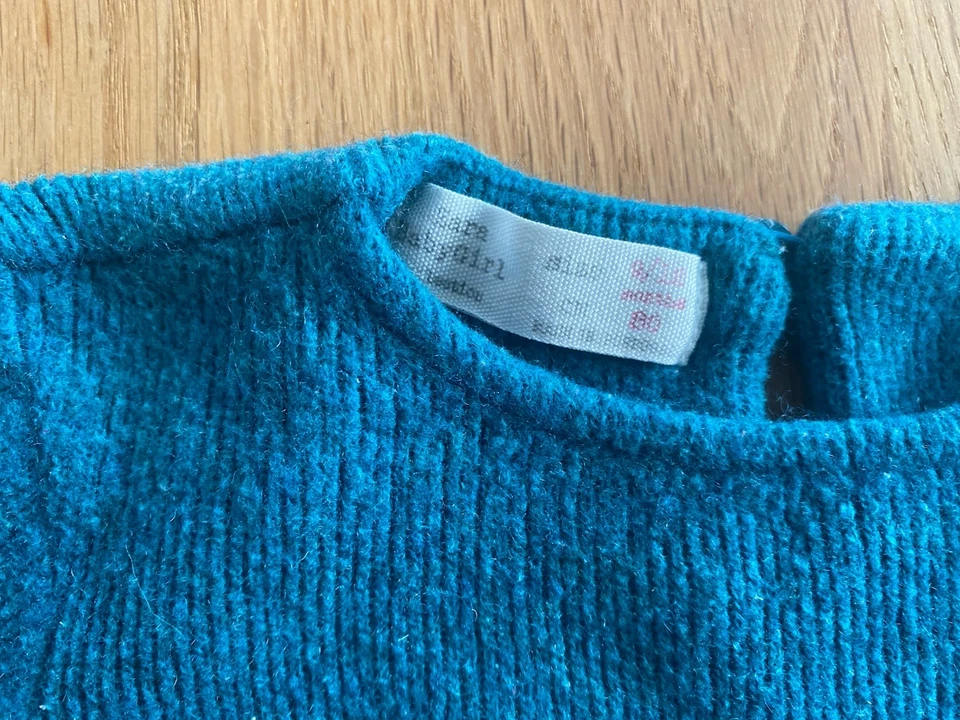 KLEID ZARA - GRÖSSE 80 - 9-12 MONATE - PETROL MIT BLUMEN-STICKEREI - Bild 2 von 3