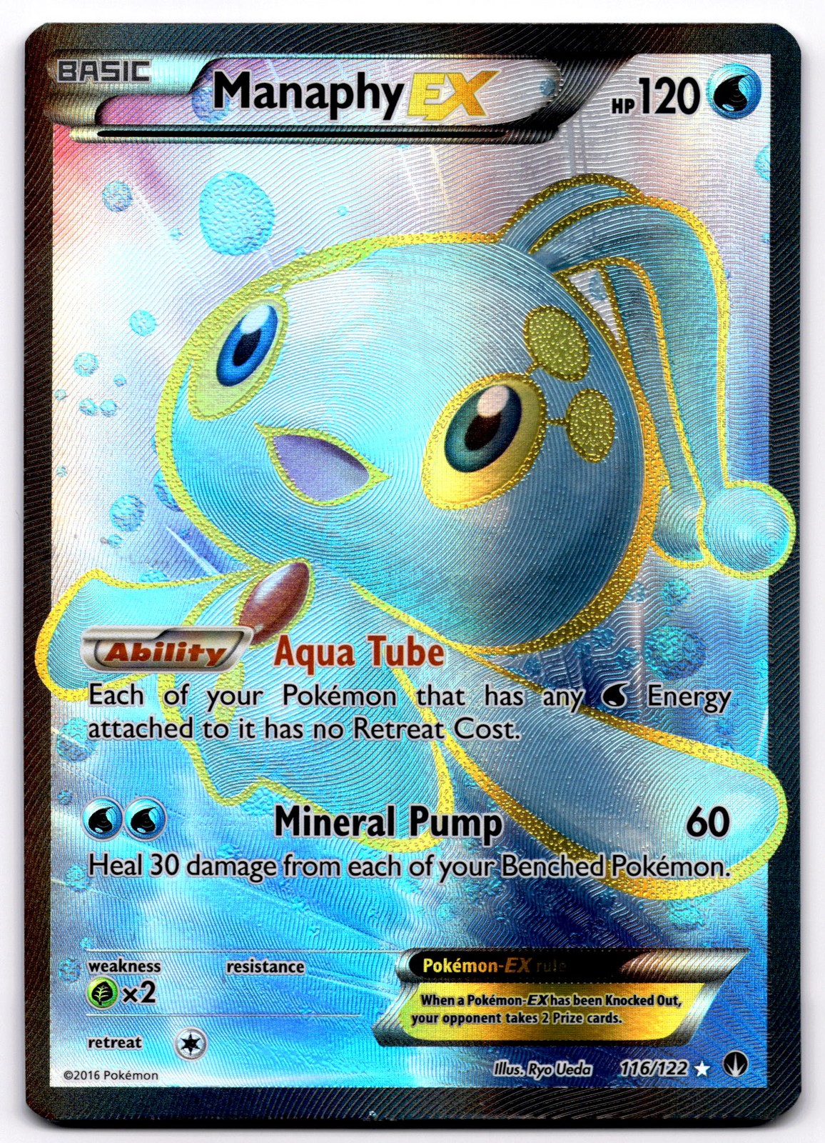 Manaphy EX 116/122 XY BREAKpoint Full Art Ultra Rare Pokemon Card - LP