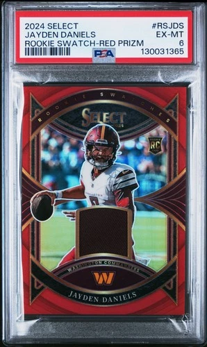 2024 PANINI SELECT RC SWATCHES RED PRIZM #RSJDS JAYDEN DANIELS PSA 6