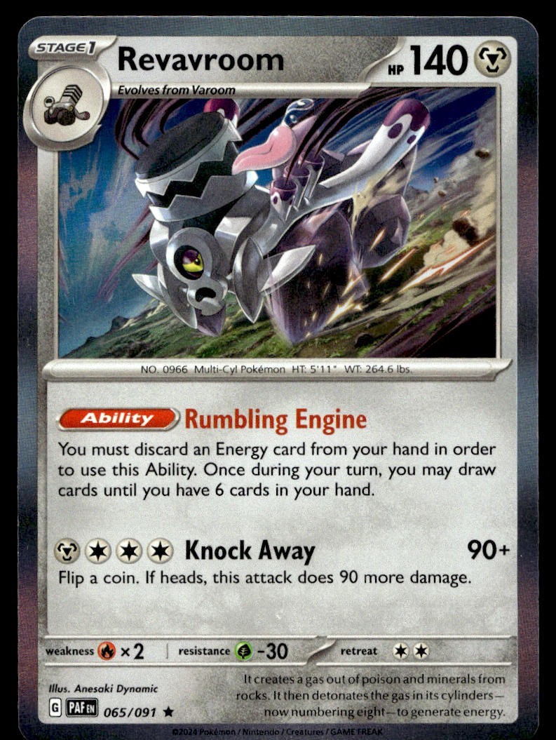 Revavroom 65/91 Pokemon Card Paldean Fates Rare 140 HP Holo Near Mint W35