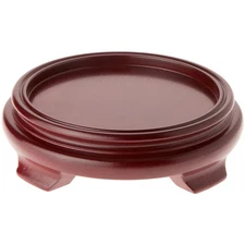 Plymor Red Round Wood Veneer Footed Display Base, 6" W x 6" D x 1.75" H