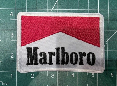 HANDMADE Marlboro 4" Cigarettes Retro Style Embroidered Iron-On Patch