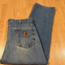 Carhartt B160DST Jeans Mens 38x30 Blue Relaxed Fit Denim Workwear