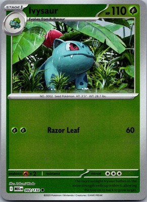 IVYSAUR 002/132 COMMON MEGA EVOLUTION POKEMON REVERSE HOLO NEAR MINT