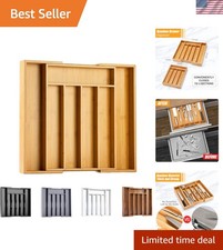 Silverware Organizer Kitchen Drawer Organizer Expandable Bamboo Utensil Holde...