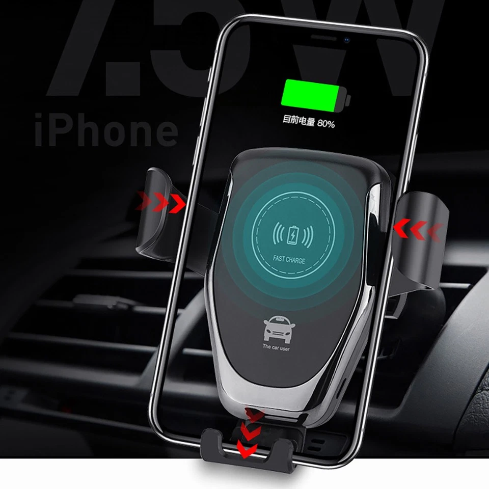 10W Wireless Fast Car Charger Automatic Clamping Phone Holder Mount For Samsung - Image 3 of 4