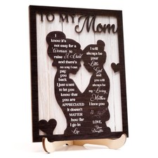 Gifts for Mom from Daughter, Best Mom Ever Wooden Silhouette Sign Plaque, Mot...