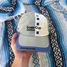 Vintage 2002 Boxer Cup BMW Motorcycles Motorrad Gray Blue Strapback Hat Cap VTG