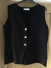 Primark Knit Black Waistcoat Gold Buttons NWOT Size Large