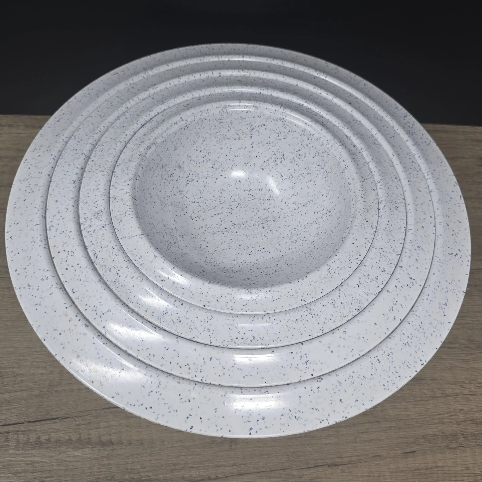 Delta group melamine confetti speckled bowls mixing set 4 Gray/Black & White Vtg