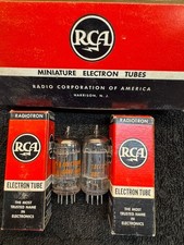 2 NOS NIB Matched RCA 5687 Black Plate Audio Tubes 1966