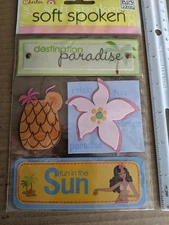 Me & My Big Ideas Soft Spoken Tropical Vacation dimensional sticker pack