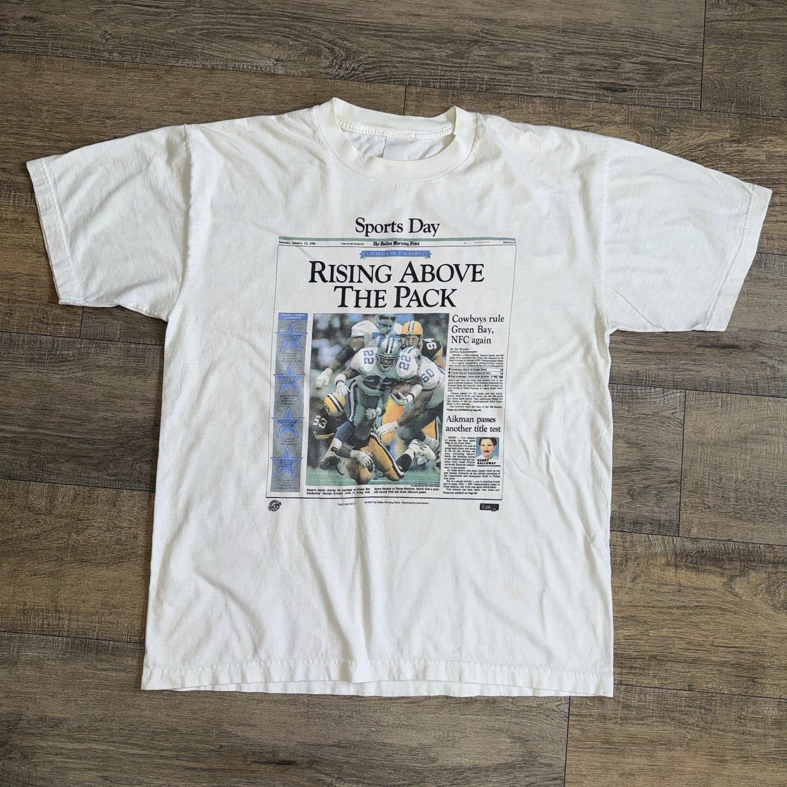 Vintage 1996 Sports Day News Dallas Cowboys Vs Green Bay Packer Tee Mens Xl
