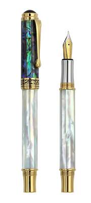 Xezo Maestro Handmade Mother of Pearl, Sea Shell Fine Fountain Pen, 18K Gold