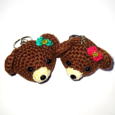 Handmade wool cute bear keytag keychain and zipper pull bag gift item
