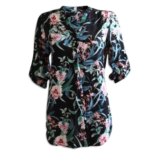 Ex Dorothy Perkins Black Floral Blouse 