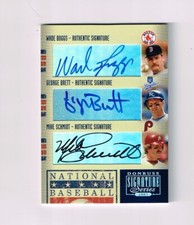GEORGE BRETT WADE BOGGS MIKE SCHMIDT 2005 DONRUSS SIGS TRIPLE AUTO # HOF 66