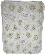 Hallmark Shirt Tales Baby Blanket Satin Trim Vintage 80’s Hallmark Critters