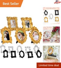 Elegant 15 Pcs Mini Resin Frames in Gold  Silver - Vintage Tabletop Decor
