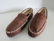 Polo Ralph Lauren Mens Memory Foam Moccasin Slippers Brown 8 New