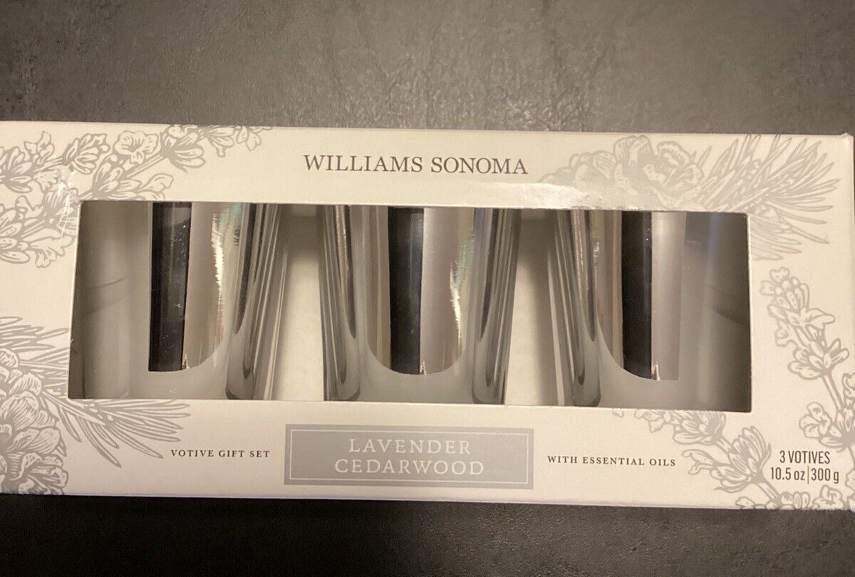 Williams Sonoma LAVENDER CEDARWOOD Three Votive Set