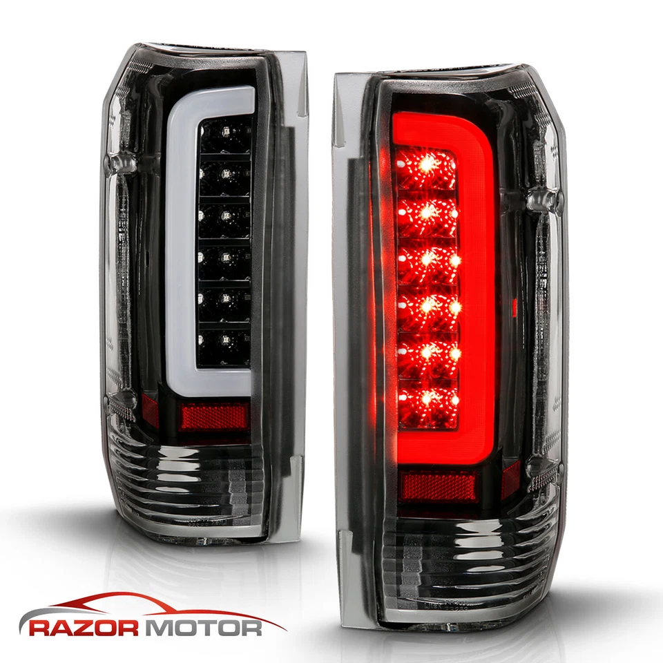 For 89-97 Ford F150 F250 F350 Bronco Red C-Shape LED Black Taillights Brake Lamp - Image 3 of 4