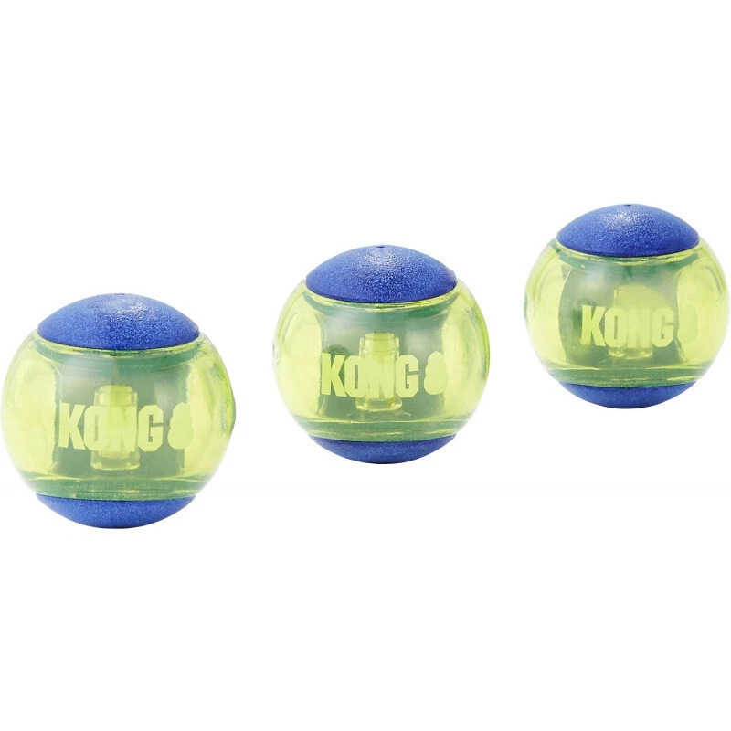 KONG Squeezz Action Ball Medium Blue 3 Pack Squeaky Dog Fetch Toy  - Image 4 of 4