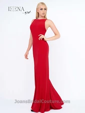 IEENA MAC DUGGAL 25220i Red Jersey Stretch Mermaid Bodycon V-Back Gown 2 XS