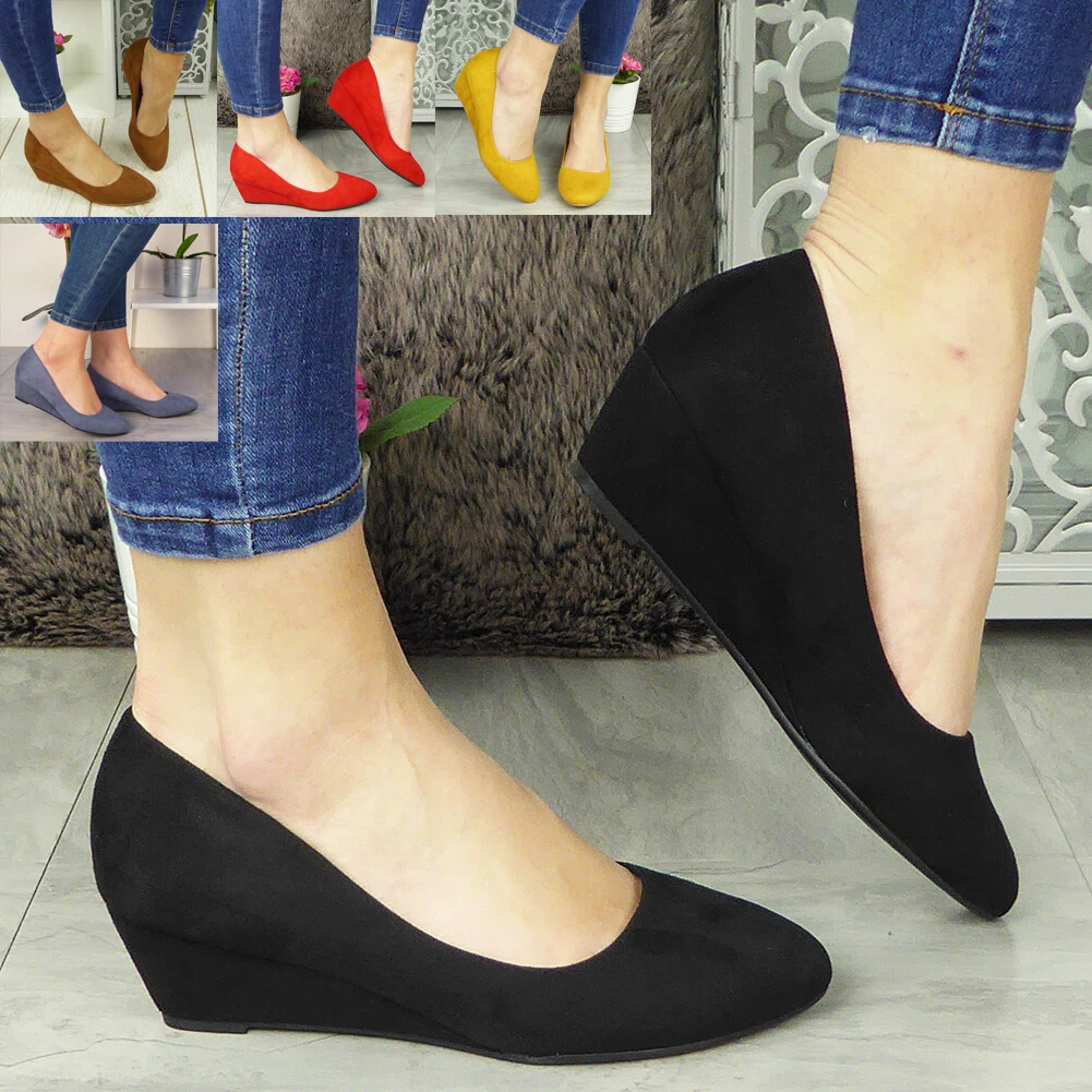 Ladies black hotsell wedge shoes