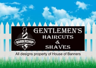 HOUSE OF BANNERS BARBER SHOP, HAIR DRESSERS PVC OUTDOOR BANNER, BARBER SHOP SIGN 03
