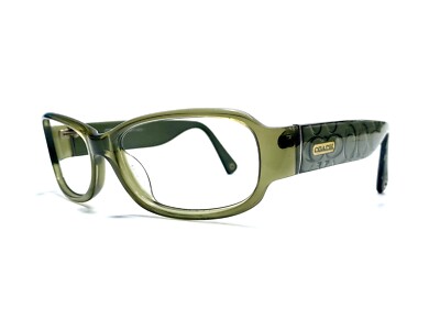 Coach Olive Green Clear Rectangular Wrap Glasses Logo Temple  display picture 1