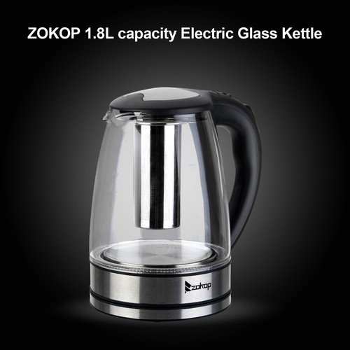1.8L Electric Glass Kettle Cordless Fast Boil 7 Colors LED Light UK Plug 2000W - Picture 3 of 12